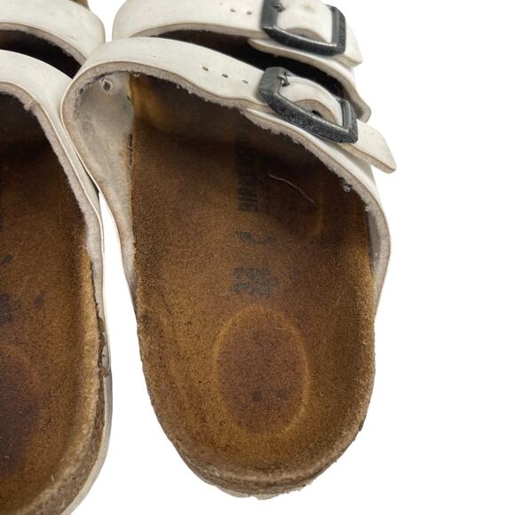 Birkenstock Girls White Leather Play Slip On Sandals Shoes Sz 1/32 205 L1 Beach - Picture 6 of 9